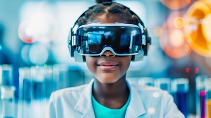 Students exploring a virtual science lab, interactive experiments, [virtual lab], [hands-on learning]
