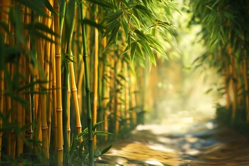 Fototapeta premium bamboo forest in realistic by generative ai