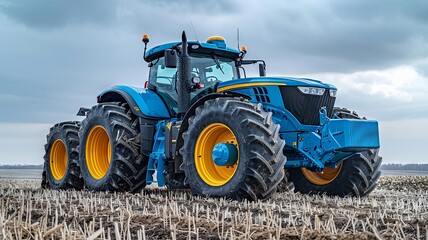 Obraz premium Modern tractor in a field ready for agricultural work