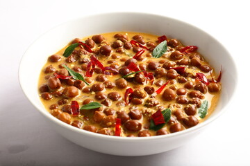 Chickpea curry with coconut milk. 