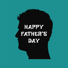 Happy father's day with dad and children silhouettes on background