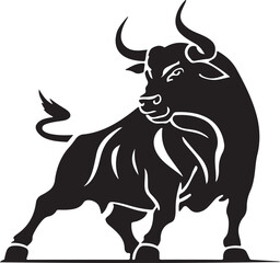 A domestic bull silhouette vector style Illustration .