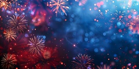 Fototapeta premium Independence Day USA background banner with fireworks celebration. Concept Fireworks Display, Independence Day, USA Celebration