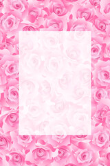 隙間なく敷き詰められたたくさんのピンクのバラのイラスト