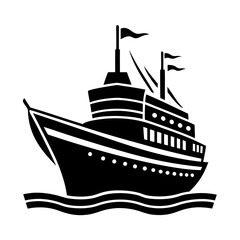 Ship icon vector silhouette illustration.
