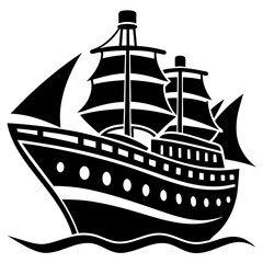 Ship icon vector silhouette illustration.
