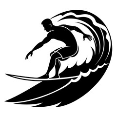 surfer icon silhouette vector illustration on white background.
