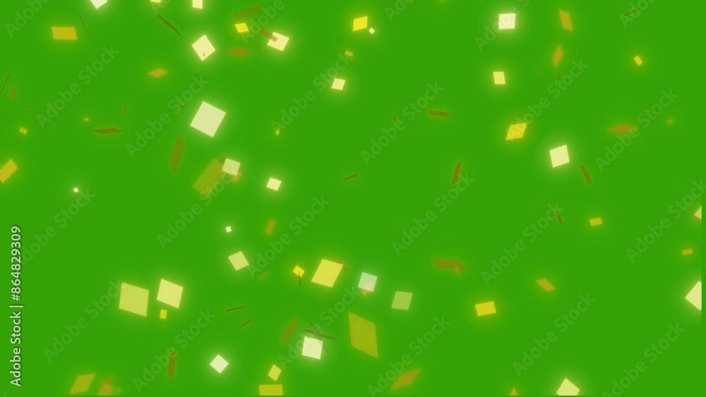 Wall mural gold confetti glistering particle falling loop abstract background.luxury gold color.greenscreen vfx