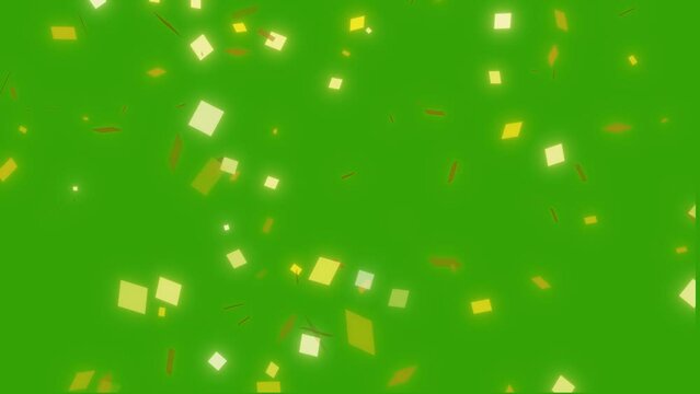 gold confetti glistering particle falling loop abstract background.luxury gold color.greenscreen vfx. transparent layer.