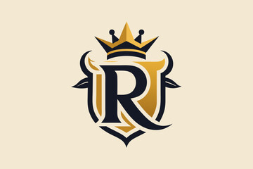 letter R with crown monogram logo vector illustration