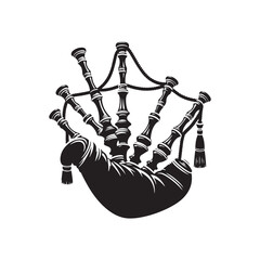 Bagpipe Silhouette - Bagpipe Vector - Music Instrument Illustration.