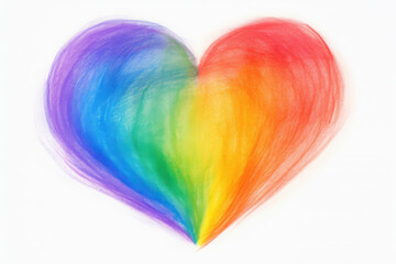 Obraz premium Hand-drawn Rainbow Heart Symbolizing Love and Diversity with Soft Blended Colors