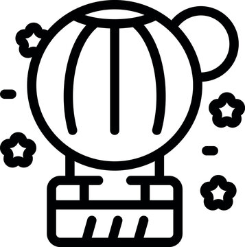 recommend clip art: Hot air balloon is taking off from an amusement park, surrounded by sparkling stars