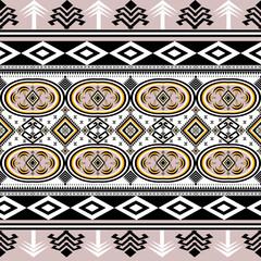 White black and yellow vintage Tribal seamless pattern.