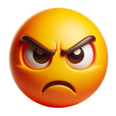 Naklejka premium Angry face three-dimensional emoji isolated on transparent background