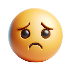 Fototapeta premium Disappointed face three-dimensional emoji isolated on transparent background