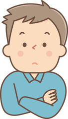 腕を組んで考える男性