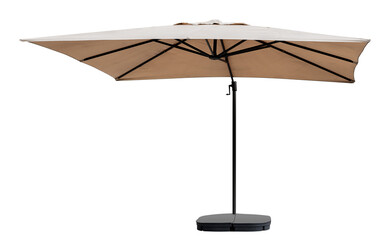 Brown beach umbrella with tripod
