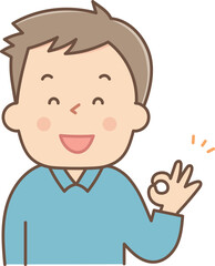 オッケーサインをする男性