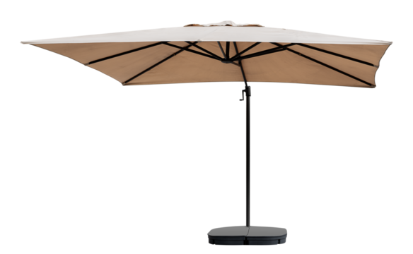 Brown beach umbrella with tripod