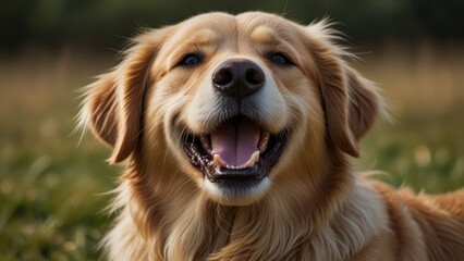 Obraz premium Happy Golden Retriever Outdoors