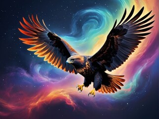 Fototapeta premium Majestic Eagle in Cosmic Flight