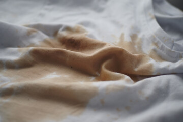  spilled coffee on a white shirt