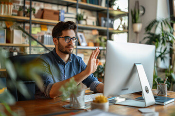 Young Man Engaging In Online Education At Home