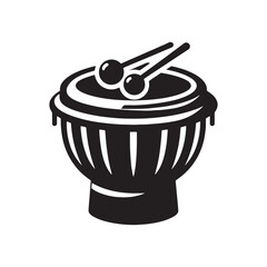 Bongo Silhouette - Musical Instrument Vector - African Drum Illustration.