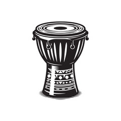 Bongo Silhouette - Musical Instrument Vector - African Drum Illustration.