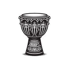 Bongo Silhouette - Musical Instrument Vector - African Drum Illustration.