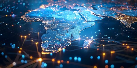 High-Speed Data Transfer and Digital Connectivity Infrastructure Map of Africa. Concept Data Transfer, Connectivity Infrastructure, Africa, High-Speed Networks, Digital Mapping