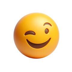 Fototapeta premium Winking face three-dimensional emoji isolated on transparent background