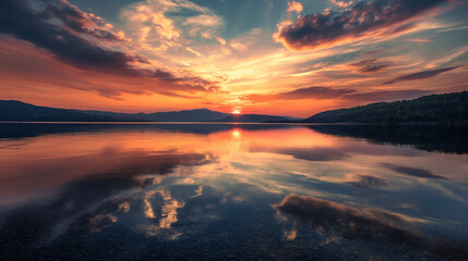 sunset over the lake