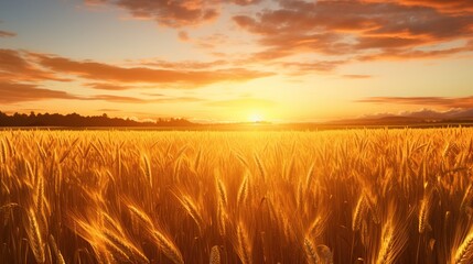 Obraz premium wheat field at sunset