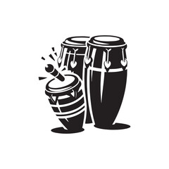 Conga Vector Silhouette - Musical Instrument Illustration - Minimalist Conga Design.