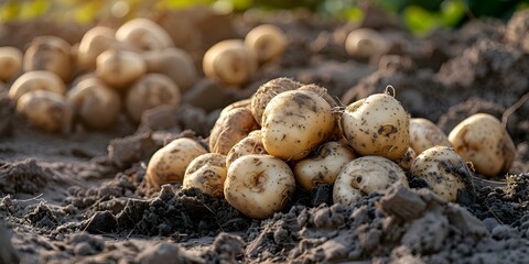 Fototapeta premium Macro photograph of harvested tuber cells essential for plant survival during the winter. Concept Macro Photography, Agriculture, Tuber Cells, Plant Survival, Winter Harvest