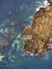 Aerial view landscape of ocean waves and fantastic Rocky coast