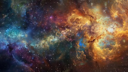 Obraz premium A grand, colorful galactic tide interacting with a star cluster.,majestic astronomical image of galaxy universe space beautiful like magic in dream