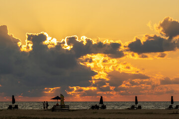 Golden sunset over the South China sea