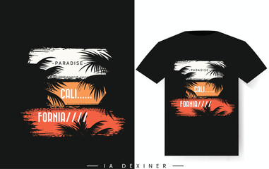 Paradise California Dark Beach  T-shirt Design 