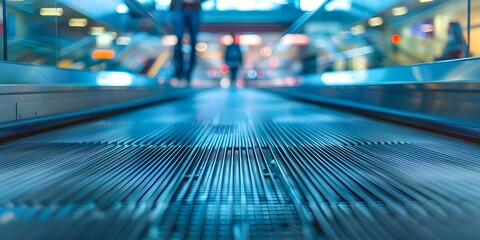 Efficient moving walkways streamline movement in busy spaces for timesaving convenience. Concept Urban Mobility, Transportation Efficiency, Innovative Technology, Modern Infrastructure