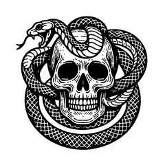 Fototapeta premium Simple Vector Illustration Skull and snake Tatoo style