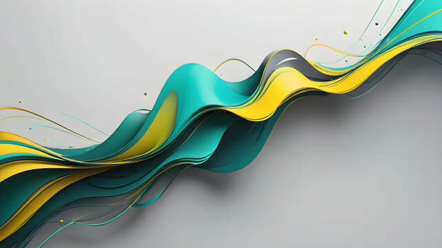 a modern 3d design yellow teal color having grey background, banner, poster, backdrop design, wallpaper, space for text