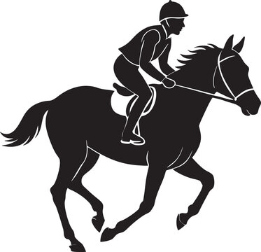 recommend clip art: horse rider silhouette illustration black and white