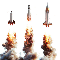 Set of realistic explosions isolated on a transparent background