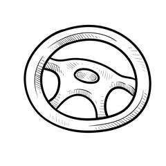 car steering wheel handdrawn illustration