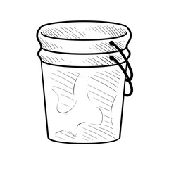 iron bucket handdrawn illustration