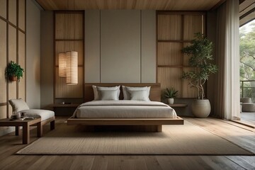 Zen Retreat: An image of a bed in a Japanese style room.