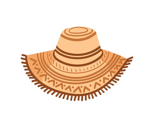 Traditional American straw hat vector illustration isolated on a white background
